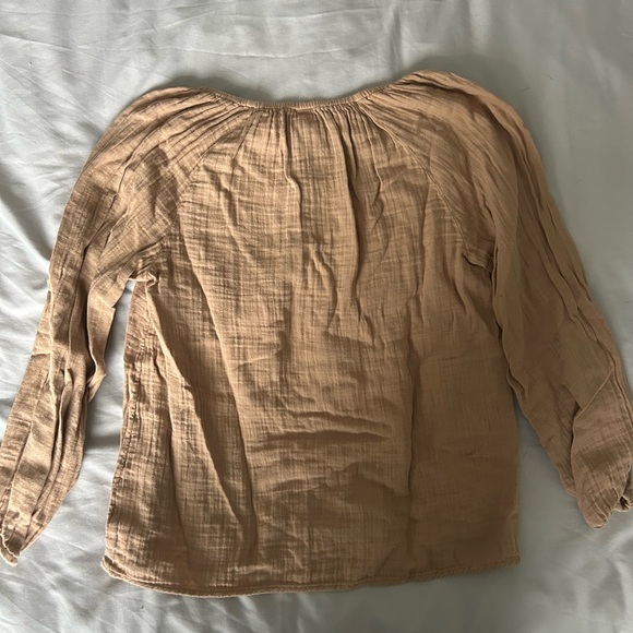 Old Navy Khaki Linen Blouse - Picture 7 of 8